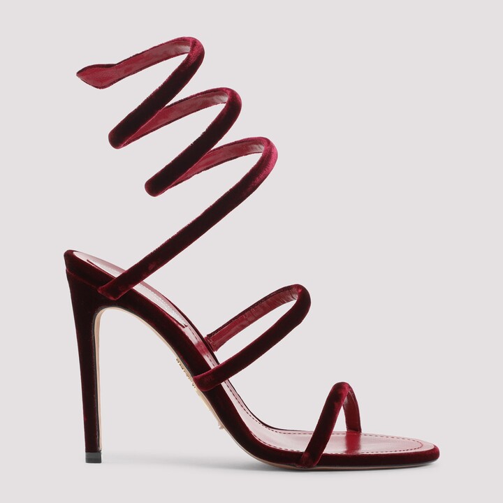 René Caovilla Velvet Snake Sandals