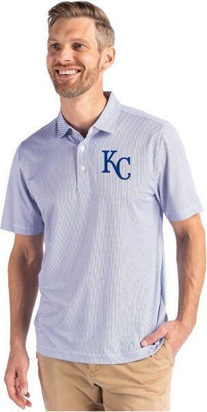 Cutter & Buck KansasCityRoyalsCutter&BuckPikeEcoSymmetryPrintStretchRecycledMensPolo-White/TourBlue-Small