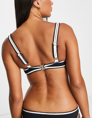 Accessorize knot trinagle bikini top with contrast stitching in black