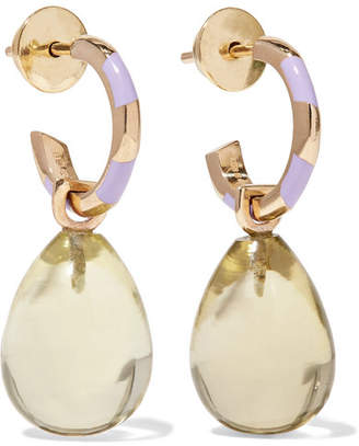 Alice Cicolini - 14-karat Gold, Quartz And Enamel Earrings