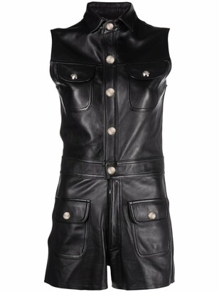 Manokhi Sleeveless Leather Playsuit