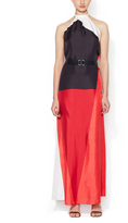 Thumbnail for your product : Martin Grant Silk Colorblocked Belted Gown