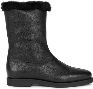 TOTEME The Off-Duty faux fur-lined textured-leather boots