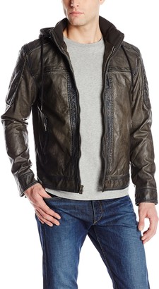 X-Ray Men's Slim Fit Moto Jacket with Removable Hood