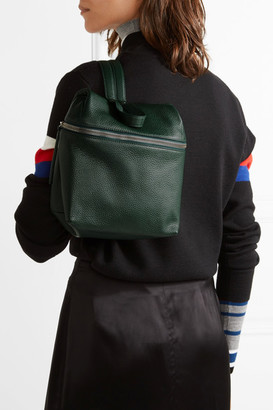 Kara Small Textured-leather Backpack - Forest green