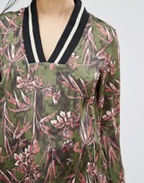 Thumbnail for your product : ASOS Maternity Satin V Neck Shift Dress with Jersey Ribbing in Floral Print
