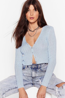 Nasty Gal Womens No Chills Cropped Button-Down Cardigan - Blue - L
