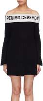 Thumbnail for your product : Opening Ceremony Logo foldover collar rib knit off-shoulder dress