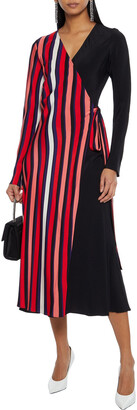 Diane von Furstenberg - Tilly paneled striped silk crepe de chine midi wrap dress - Multicolor - XS