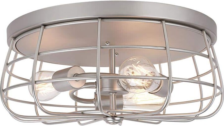 Aspen Creative Corporation 3-Light Brushed Nickel Flush Mount with Wire Shade