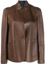 Thumbnail for your product : Brunello Cucinelli Standing Collar Leather Jacket