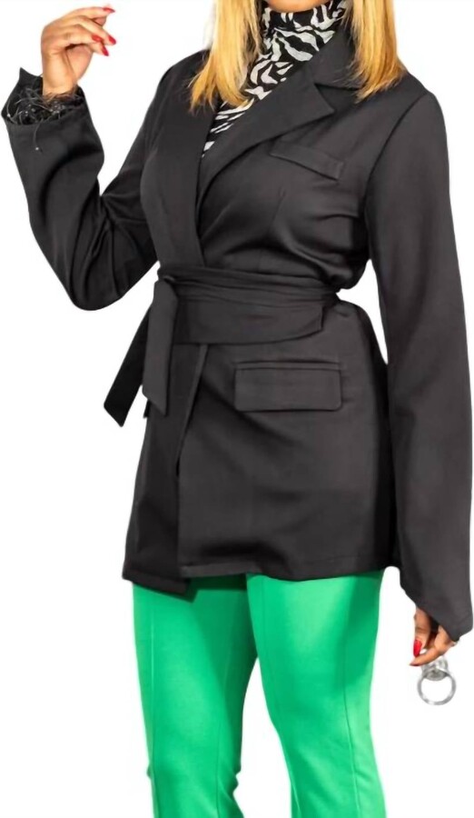 VividLux A-Line Blazer Shirt Top In Black