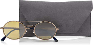 Jimmy Choo JEFF Silver Mirror Oval Sunglasses with Bronze Metal Frame and Blue Temple Ends