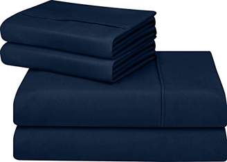 Utopia Bedding Soft Brushed Microfiber Wrinkle Fade and Stain Resistant 4-Piece Queen Bed Sheet Set - Navy