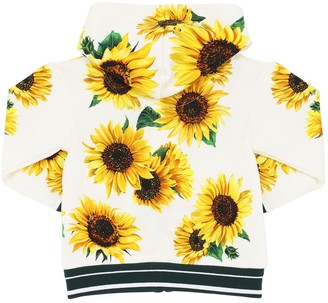 Dolce & Gabbana Sunflower Print Zip-up Cotton Sweatshirt