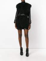 Thumbnail for your product : Balmain fur-trimmed leather jacket
