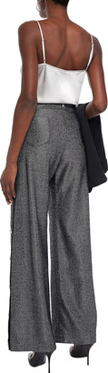 Balmain Button-embellished Metallic Wool-blend Crepe Wide-leg Pants