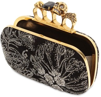 Alexander McQueen 4-ring Embellished Leather Clutch