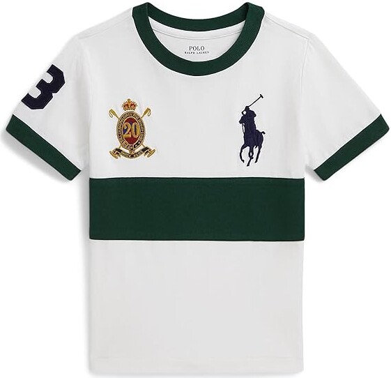Polo Ralph Lauren Kids Big Pony 20th Anniversary Crest T-Shirts (Toddler/Little Kid) Boy's T Shirt White/Vintage Pine : 7 Little Kid, Cotton