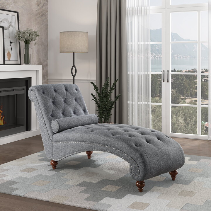 OakvillePark Gearhart Tufted Microfiber Chaise Lounge, Gray