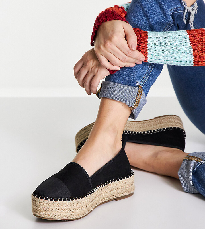 ASOS DESIGN Journal flatform espadrilles in black