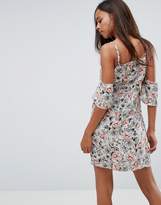 Thumbnail for your product : Missguided Petite Floral Strappy Cold Shoulder Dress