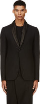 Thumbnail for your product : Rick Owens Black Kangaroo Leather-Trimmed Blazer