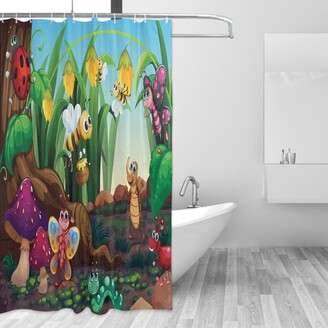 Animal Shower Curtain, Ladybug Butterfly Bee in Exotic Garden Botany  Themed Cartoon Art, Cloth Fabric Bathroom Decor Set - ShopStyle