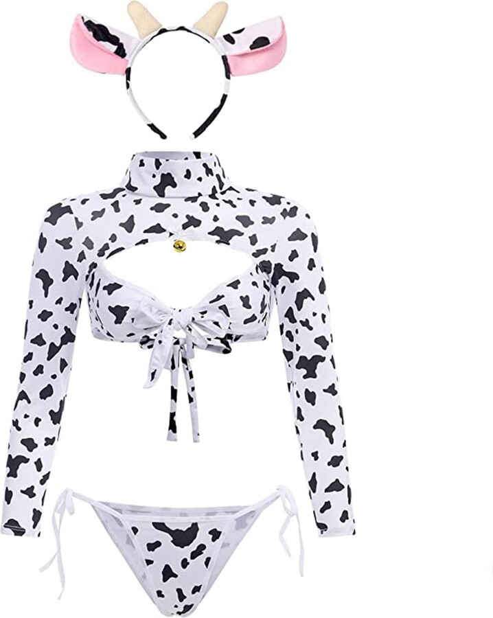 Jasmygirls Sexy Cow Cosplay Lingerie Naughty Maid Costume Kawaii Anime Bikini Japanese Bra And