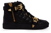 Thumbnail for your product : Bronx Black Leather High Top Sneakers with Gold Buckles