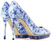 Thumbnail for your product : Charlotte Olympia Debbie Blue Koi Print Patent Leather Platform Pump