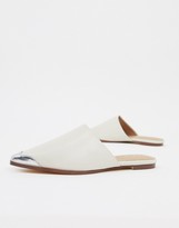 Thumbnail for your product : Co Wren Wide Fit western flat mules in cream with toe cap