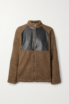 Deadwood + Net Sustain Narvik Recycled Fleece And Leather Jacket - Brown