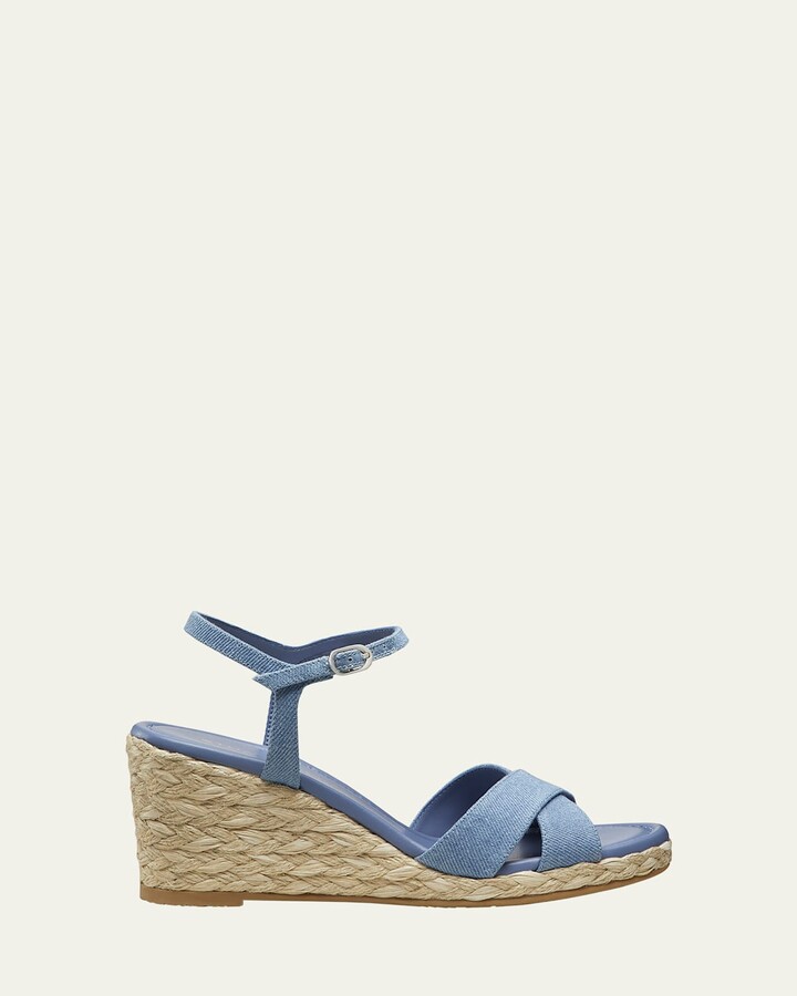 Dayna Denim Crisscross Wedge Espadrilles
