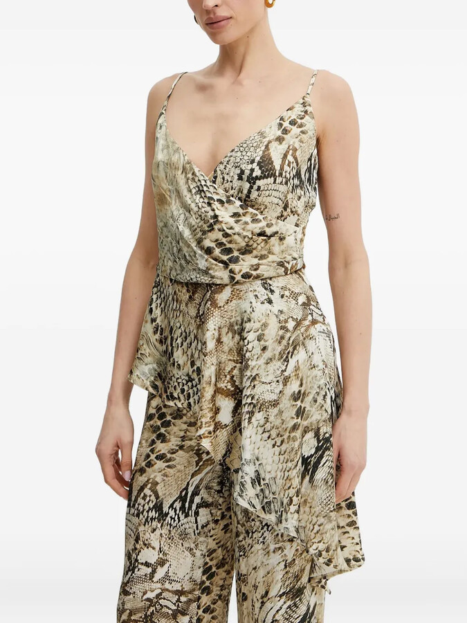 MARCIANO by GUESS Giselle draped snake-print top