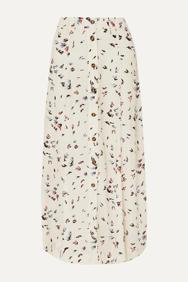 Ganni Floral-print Crepe Maxi Skirt - White