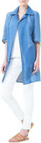 Thumbnail for your product : Akris Organza Tonal-Striped Raglan Long Jacket, Chefchaouen
