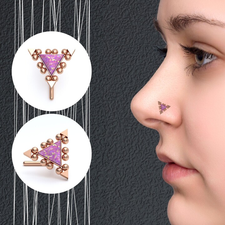 Surgical Steel Nose Ring, Opal Stud, Piercing Jewelry, Stud Earrings