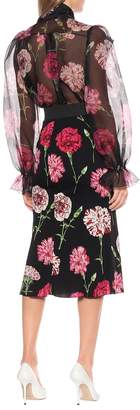 Dolce & Gabbana Floral stretch-silk midi skirt