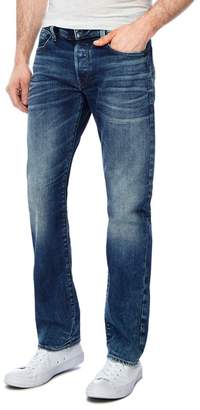 G-Star - Blue Whiskered Mid Wash '3301' Straight Jeans