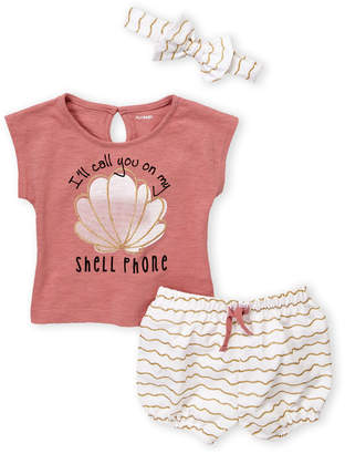 Pl Baby (Infant Girls) 3-Piece Tee & Bloomers Set