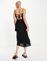 Thumbnail for your product : Monki Unni seersucker cami midi dress with tie back in black