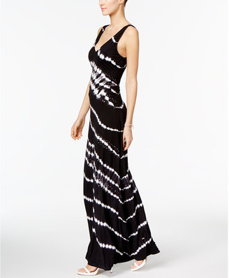 INC International Concepts Petite Printed Embellished Ruched Maxi Dress, Created for Macy's