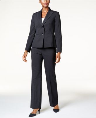 Le Suit Two-Button Pinstriped Pantsuit