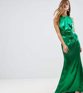 Thumbnail for your product : Jarlo Petite High Neck Fishtail Maxi Dress With Open Back Detail