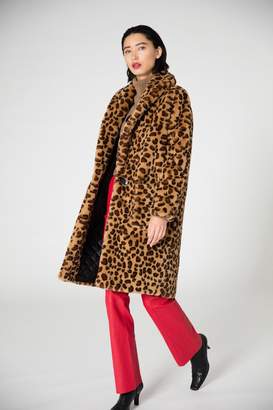 Veda Bexar Faux Fur Coat Leopard