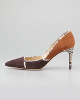 Thumbnail for your product : Alexandre Birman Suede Wiindowpane Pointy Pump