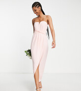 Thumbnail for your product : TFNC Tall Bridesmaid bandeu wrap maxi dress in whisper pink