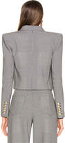 Thumbnail for your product : Balmain Double Breasted Cropped Blazer in Black & White | FWRD