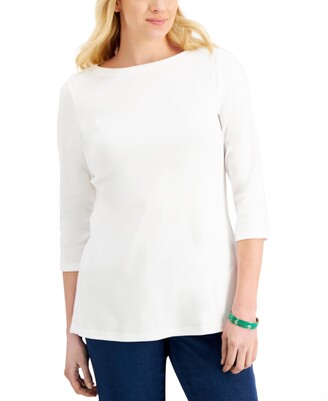 Karen Scott 3/4-Sleeve Boat-Neck Tunic Top, Created for Macy's - ShopStyle